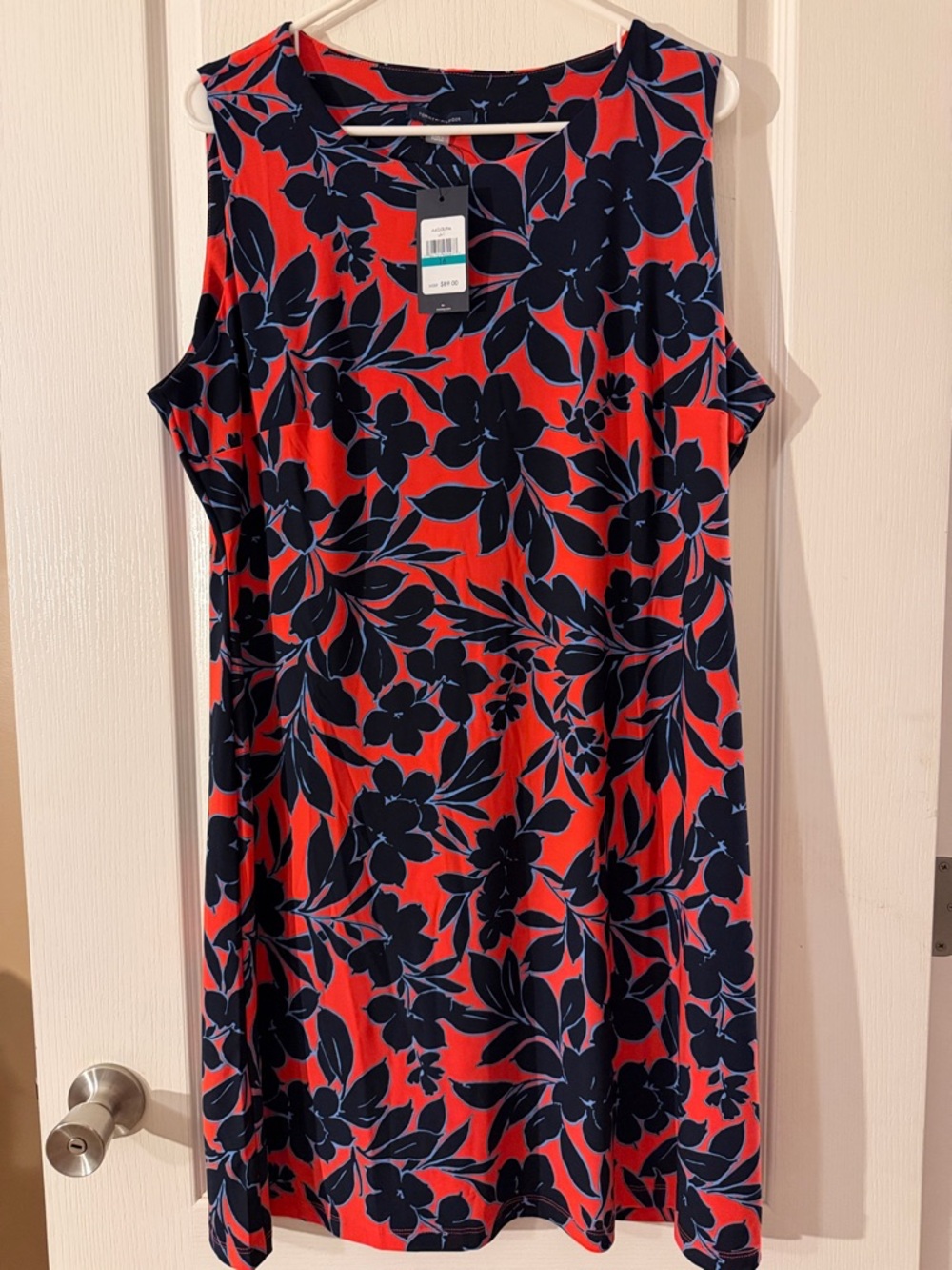 Tommy Hilgfiger Sleeveless Orange & Blue Floral Shift Dress